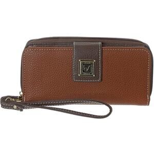 Stone Mountain Large Pebble Leather Brown Zip Around Wallet Phone Wristlet